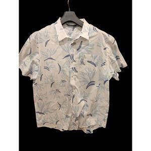 Travis Mathew Shirt Mens XL‎ Blue Floral Print Button Up Hawaiian Camp Beach